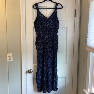Navy Open Back Polka Dot Romper Loft
